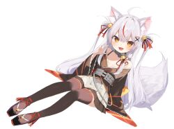 Rule 34 | 1girl, :d, animal ear fluff, animal ears, bare shoulders, bell, black kimono, black thighhighs, buran buta, claw pose, collar, commission, fangs, fox ears, fox girl, fox tail, full body, hair bell, hair ornament, highres, indie virtual youtuber, japanese clothes, kamiko kana, kimono, kimono skirt, long hair, long sleeves, looking at viewer, multicolored hair, neck bell, open mouth, orange eyes, pleated skirt, red hair, second-party source, short kimono, skeb commission, skirt, smile, streaked hair, tail, thick eyebrows, thighhighs, two-tone hair, two side up, v-shaped eyebrows, virtual youtuber, wide sleeves