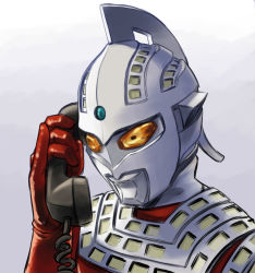 Rule 34 | 1boy, armor, bad id, bad pixiv id, gloves, male focus, nakamura tetsuya, phone, pinky out, solo, ultra series, ultraseven, ultraseven (series), ultraman