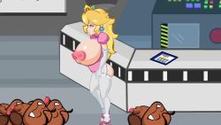 Rule 34 | 1girl, animated, ass, blonde hair, blue eyes, bob-omb buddy, breasts, flash, flash game, goomba, huge breasts, ivan-aedler, mario (series), nintendo, nipples, penis, pregnant, princess peach, pussy, super mario 64, super mario bros. 1, text focus, uncensored, video