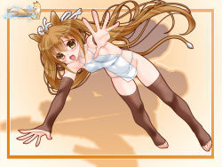 Rule 34 | 1girl, :3, ahoge, animal ears, bare shoulders, bent over, blush, boar ears, breasts, brown eyes, brown gloves, brown hair, brown thighhighs, chinese clothes, chinese zodiac, covered erect nipples, detached sleeves, dot nose, dudou, elbow gloves, feet, fingerless gloves, full body, gloves, hair between eyes, hair ribbon, highres, long hair, looking at viewer, nakajima konta, neck ribbon, new year, no panties, no shoes, original, outstretched arms, pussy, pussy peek, ribbon, sideboob, small breasts, solo, spread fingers, tail, thighhighs, toeless legwear, toes, twintails, very long hair, year of the pig