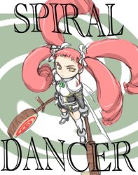 Rule 34 | 00s, 1girl, :&lt;, angry, long hair, my-otome, pink hair, quad tails, red hair, shiho huit, solo, thighhighs, weapon, yellow eyes, zettai ryouiki