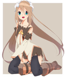 Rule 34 | 00s, 1girl, blue eyes, boots, brown hair, flower, hair flower, hair ornament, long hair, marta lualdi, minikama, tales of (series), tales of symphonia, tales of symphonia: dawn of the new world, thighhighs
