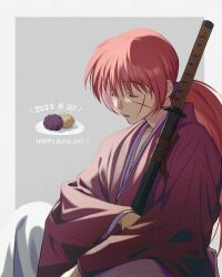 Rule 34 | 1boy, 2022, closed eyes, dated, facial scar, hair between eyes, hakama, happy birthday, himura kenshin, japanese clothes, kimono, long hair, long sleeves, low ponytail, male focus, okurase, open mouth, red hair, red kimono, rurouni kenshin, scar, scar on cheek, scar on face, sheath, sheathed, sitting, sleeping, solo, sword, weapon, white hakama, wide sleeves