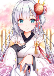 Rule 34 | 1girl, absurdres, azur lane, black gloves, blue eyes, blush, closed mouth, commentary request, fingernails, flower, gloves, hair ornament, has bad revision, has downscaled revision, highres, japanese clothes, jewelry, kimono, long hair, long sleeves, looking at viewer, md5 mismatch, mole, mole under eye, na53, one side up, ornate ring, out of frame, partially fingerless gloves, petals, pink flower, pink rose, resolution mismatch, ring, rose, shoukaku (azur lane), silver hair, single glove, sleeves past wrists, smile, solo focus, source smaller, sunlight, tree, very long hair, wedding ring, white gloves, white kimono, wide sleeves