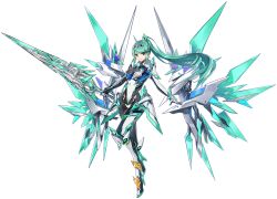 Rule 34 | 1girl, armor, blush, breasts, chest jewel, earrings, full body, gem, gloves, green eyes, green hair, hair ornament, headpiece, high heels, highres, jewelry, large breasts, long hair, looking at viewer, official art, pneuma (xenoblade), ponytail, saitou masatsugu, smile, solo, swept bangs, sword, tiara, transparent background, very long hair, weapon, wings, xenoblade chronicles (series), xenoblade chronicles 2