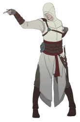 Rule 34 | 1boy, altair ibn la-ahad, assassin&#039;s creed, boots, full body, gloves, male focus, pants, simple background, solo, sword, weapon, white background