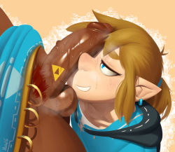 Rule 34 | 2boys, blonde hair, blue eyes, clothes lift, dark skin, earrings, erection, eyebrows, ganondorf, half-closed eyes, highres, jewelry, large penis, lilmoonie, link, looking up, male focus, multiple boys, nintendo, penis, penis awe, penis on face, pubic hair, simple background, skirt, skirt lift, smile, sweat, tattoo, testicles, the legend of zelda, the legend of zelda: breath of the wild, triforce, tunic, uncensored, veins, veiny penis, yaoi