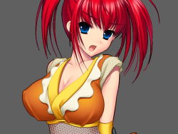 Rule 34 | breasts, cleavage, kunoichi sanshimai ichi no maki - inbou sanshimai genzan!, large breasts, ninja, red hair, u-me soft