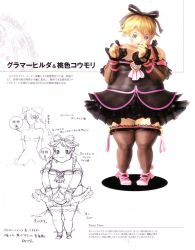Rule 34 | 1girl, blonde hair, blush, fat, hildegard valentine, looking at viewer, official art, shadow hearts, shadow hearts from the new world, simple background, thick thighs, thighs, translation request