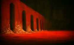 Rule 34 | 1other, architecture, darkness, guru, landscape, original, red theme, scenery, size difference, solo, surreal