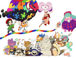 Rule 34 | absurdres, adeleine, armor, artist kirby, bandana, bandana waddle dee, baseball cap, beret, black hair, blue bandana, cape, claycia, copy ability, dark crafter, dark meta knight, drawcia, drawing (object), elfilin, elline (kirby), fairy wings, galaxia (sword), gloves, hat, heart, heart hands, highres, holding, holding sword, holding weapon, idbze, king dedede, kirby, kirby (series), kirby and the amazing mirror, kirby and the forgotten land, kirby and the rainbow curse, kirby canvas curse, mask, meta knight, multicolored hair, nintendo, one eye closed, own hands together, paint roller, paint roller (kirby), paint splatter, paint splatter on face, paintbrush, pauldrons, red ribbon, ribbon, ribbon (kirby), sculpture, shadow kirby, shoulder armor, sillydillo, star (symbol), statue, sword, tongue, tongue out, weapon, white gloves, wings, witch hat, yellow eyes