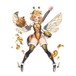 Rule 34 | 1girl, 2v (joyeong), :d, ahoge, aqua (last origin), armored shoes, armpit crease, bag, bee costume, bee hat ornament, bee wings, bird, black leotard, black thighhighs, blonde hair, blurry, blurry foreground, blush, breasts, cleavage cutout, clothing cutout, covered navel, detached sleeves, detached wings, dripping, fang, floating, floating object, fur-trimmed sleeves, fur-trimmed thighhighs, fur collar, fur trim, game cg, gluteal fold, green eyes, grey sleeves, groin, heart cutout, hexagon print, highleg, highleg leotard, highres, holding, holding watering can, honey, honeycomb (pattern), huge ahoge, last origin, legs apart, leotard, mechanical wings, medium breasts, nail polish, official alternate costume, official art, open mouth, raised fist, short hair, shoulder bag, simple background, skin fang, skin tight, smile, solo, stinger, striped clothes, striped thighhighs, tachi-e, thick eyebrows, thick thighs, thighhighs, thighs, transparent background, two-tone leotard, v-shaped eyebrows, watering can, wings, yellow leotard, yellow nails, zipper
