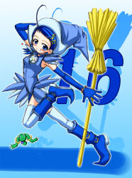 Rule 34 | artist request, blush, broom, child, cosplay, hat, kyubee (cosplay), ojamajo doremi, ojamajo doremi 16, senoo aiko, smile