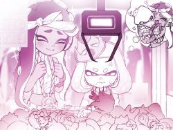 Rule 34 | + +, 2girls, ^ ^, anger vein, bandana, bare shoulders, closed eyes, closed mouth, crane game, crown, dark-skinned female, dark skin, furrowed brow, hands up, inkling, jewelry, marina (splatoon), medallion, medium hair, mole, mole under mouth, motion lines, multiple girls, nintendo, notori d, octoling, pearl (splatoon), ring, smile, sparkle, splatoon (series), splatoon 2, splatoon 2: octo expansion, squid, stuffed toy, suction cups, symbol-shaped pupils, tentacle hair, thought bubble