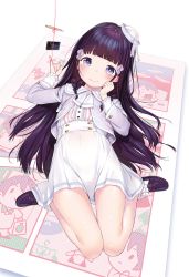 Rule 34 | 1girl, black eyes, black hair, day, flat chest, hat, henreader, kyou kara ore wa loli no himo!, legs folded, loafers, long hair, long sleeves, looking at viewer, mini hat, nijou touka, official art, shoes, skirt, smile, solo, thread