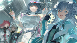 Rule 34 | 4girls, ahoge, bandaged arm, bandages, bare shoulders, black hair, blue eyes, bonee (neural cloud), breasts, chinese commentary, cleavage, commentary request, dress, eyewear on head, fang, girls&#039; frontline, girls&#039; frontline neural cloud, gloves, green eyes, grey hair, heart, heart-shaped pupils, heterochromia, highres, holding, holding syringe, id card, intravenous drip, large breasts, licking lips, looking at viewer, messy hair, mole, mole on breast, multiple girls, off shoulder, open mouth, pa-15 (girls&#039; frontline), recording, red eyes, red hair, reeh (yukuri130), scalpel, skin fang, small breasts, sunglasses, symbol-shaped pupils, syringe, tinted eyewear, tongue, tongue out, vee (neural cloud), white dress, wz.29 (girls&#039; frontline)