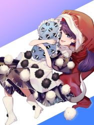 Rule 34 | 1girl, black capelet, blue eyes, blue hair, blush, boots, capelet, doremy sweet, dress, hat, high heel boots, high heels, highres, holding, holding pillow, ishikawa sparerib, multicolored clothes, multicolored dress, nightcap, open mouth, pillow, pom pom (clothes), red hat, short hair, smile, solo, tail, tapir tail, touhou, white footwear