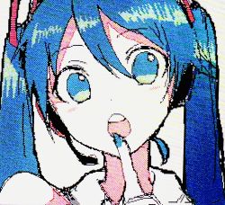 Rule 34 | 1girl, blue eyes, blue hair, finger to mouth, hatsune miku, highres, open mouth, solo, vocaloid, wauma