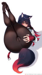 Rule 34 | animal ears, arknights, blush, cleft of venus, clothes, highres, pantyhose, pussy, tail, texas (arknights), tofuubear, wolf ears, wolf tail