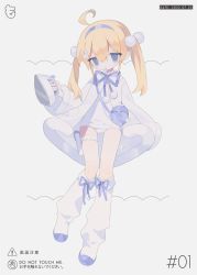 Rule 34 | 1girl, ahoge, bag, blonde hair, blue eyes, blue hairband, blue ribbon, boots, clothes iron, coat, daizu (melon-lemon), dated, english text, footwear ribbon, full body, hair between eyes, hair bobbles, hair ornament, hairband, hand up, handbag, heart-shaped bag, holding, holster, knee boots, long hair, long sleeves, looking at viewer, mixed-language text, neck ribbon, no nose, old school swimsuit, one-piece swimsuit, open clothes, open coat, original, parted lips, pom pom (clothes), rabbit hair ornament, ribbon, school swimsuit, shoes, shoulder bag, sidelocks, sign, simple background, solo, standing, sugar cube, swimsuit, swimsuit under clothes, thigh holster, thigh strap, thighs, twintails, uwabaki, warning sign, white background, white coat, white footwear, white one-piece swimsuit, wide sleeves