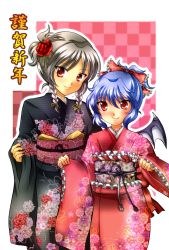 Rule 34 | 2girls, female focus, highres, izayoi sakuya, japanese clothes, kimono, miton39, multiple girls, remilia scarlet, touhou