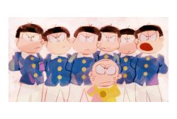 Rule 34 | 6+boys, angry, arms behind back, bad id, bad twitter id, bald, black hair, border, bowl cut, brothers, chibita, child, facial mark, height difference, male focus, matching outfits, matsuno choromatsu, matsuno ichimatsu, matsuno jyushimatsu, matsuno karamatsu, matsuno osomatsu, matsuno todomatsu, mituna (mituna2525), multiple boys, osomatsu-kun, retro artstyle, sextuplets, siblings, size difference, sketch, wing collar