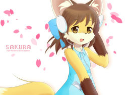 Rule 34 | 1girl, artist request, brown eyes, brown hair, english text, fox, furry, furry female, headphones, leaf, long hair, open mouth, solo