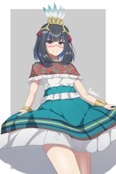Rule 34 | a.nori, absurdres, aztec, dress, eyeliner, facepaint, fate/grand order, fate (series), highres, makeup, mexican dress, multicolored hair, off shoulder, short hair, skirt, solo, tenochtitlan (fate)