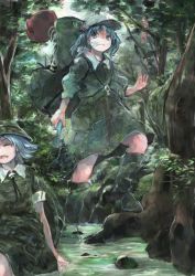 Rule 34 | 2girls, backpack, bag, blue eyes, blue hair, boxing gloves, camouflage, drawing on another&#039;s face, forest, gun, hair bobbles, hair ornament, handgun, hat, helmet, ichiba youichi, jungle, kappa, kappa mob (touhou), kawashiro nitori, key, military, military uniform, multiple girls, nature, rock, serious, short hair, skirt, spell card, touhou, tree, twintails, two side up, uniform, water, weapon