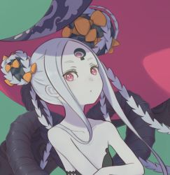 Rule 34 | 1girl, abigail williams (fate), abigail williams (swimsuit foreigner) (fate), abigail williams (swimsuit foreigner) (first ascension) (fate), absurdres, bikini, black bikini, bow, collarbone, commentary, crossed arms, dot nose, double bun, fate/grand order, fate (series), flat chest, green background, hair bow, hair bun, highres, keyhole, long hair, looking at viewer, mochimo sol, multiple hair bows, orange bow, pale skin, parted lips, portrait, red eyes, sidelocks, solo, strapless, strapless bikini, swimsuit, tentacles, third eye, white hair