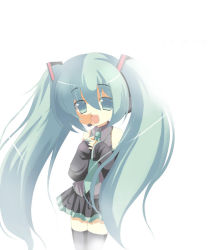 Rule 34 | 1girl, hatsune miku, long hair, omiso, omiso (omiso), solo, thighhighs, twintails, very long hair, vocaloid