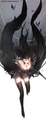 Rule 34 | 1girl, bad id, bad pixiv id, black dress, black hair, black thighhighs, breasts, bug, butterfly, cleavage, copyright name, dress, closed eyes, highres, insect, large breasts, long hair, original, pixiv fantasia, pixiv fantasia t, solo, swd3e2, thighhighs