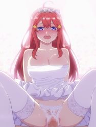 Rule 34 | 10s, 1boy, 1girl, 2019, ahoge, animated, animated gif, bare shoulders, blue eyes, blush, bouncing breasts, breasts, bridal veil, bride, censored, cleavage, clothed sex, clothes lift, collarbone, cowgirl position, crotchless, crotchless panties, dress, dress lift, elbow gloves, flower, girl on top, gloves, gluteal fold, go-toubun no hanayome, hair between eyes, hair flower, hair ornament, hetero, huge breasts, lace, lace panties, lips, long hair, looking at viewer, looping animation, mosaic censoring, mushiro (nijie728995), nakano itsuki, open mouth, panties, penis, pov, pussy, pussy juice, red hair, sex, sleeveless, sleeveless dress, solo focus, spread legs, star (symbol), star hair ornament, straddling, strapless, strapless dress, sweat, teeth, thighhighs, thighs, underwear, vaginal, veil, wedding dress, white dress, white flower, white gloves, white headwear, white panties, white thighhighs, zettai ryouiki