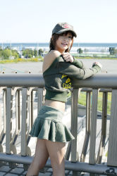Rule 34 | baseball cap, hat, highres, midriff, miniskirt, nagasaki rina, photo (medium), skirt, sweat shirt