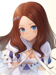 Rule 34 | 1girl, blue eyes, blush, breasts, brown hair, fate/grand order, fate (series), forehead, highres, leonardo da vinci (fate), leonardo da vinci (fate/grand order), leonardo da vinci (rider) (fate), leonardo da vinci (rider) (third ascension) (fate), long hair, looking at viewer, parted bangs, ranma (kamenrideroz), smile, solo