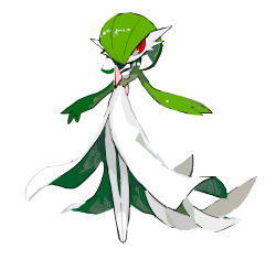 Rule 34 | 1girl, absurdres, apios, bob cut, colored skin, creatures (company), female focus, flat chest, full body, game freak, gardevoir, gen 3 pokemon, green hair, green skin, hair over one eye, highres, legs together, looking to the side, multicolored hair, nintendo, pokemon, pokemon (creature), red eyes, short hair, simple background, sketch, solo, standing, two-tone hair, white background, white skin