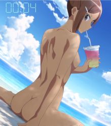 Rule 34 | anime screenshot, ass, beach, dark-skinned female, dark skin, dumbbell nan kilo moteru?, highres, nude, nude filter, third-party edit, uehara ayaka (danberu nan kiro moteru?)