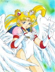 Rule 34 | 1990s (style), angel wings, bishoujo senshi sailor moon, bishoujo senshi sailor moon sailor stars, blonde hair, blue eyes, elbow gloves, eternal sailor moon, gloves, sailor moon, tsukino usagi, wings