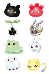 antennae cat digimon digimon_(creature) highres koromon leaf mochimon nyaromon pacifier pukamon pyocomon tail tanemon tokomon tunomon