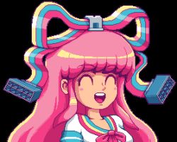 Rule 34 | 1girl, ^ ^, animated, animated gif, blush stickers, closed eyes, giffany, gravity falls, happy, long hair, lowres, paul robertson, pink hair, school uniform, serafuku, smile, solo, transparent background
