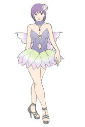 Rule 34 | 1girl, ayane (doa), breasts, dead or alive, dead or alive 5, halloween, high heels, large breasts, open shoes, platform footwear, purple hair, simple background, solo, tecmo, white background