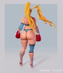 Rule 34 | 3d, animated, ass, blonde hair, boxing gloves, breasts, capcom, cleavage, domino mask, full body, huge ass, large breasts, long hair, mask, mercurialforge, multiple views, muscular, muscular arms, muscular back, muscular female, muscular legs, panties, rainbow mika, revealing clothes, simple background, sports bra, street fighter, thick thighs, thighs, thong, toned, toned female, toned stomach, turnaround, twintails, underwear, video, wedgie, white background, wide hips