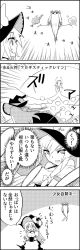 Rule 34 | 4koma, apron, arms up, bare shoulders, bow, bracelet, breasts, choker, clenched hands, comic, commentary, crescent, crossed bandaids, danmaku, dress, floating, greyscale, hair between eyes, hair bow, hat, hat bow, highres, invincible marisa, jewelry, kirisame marisa, crossed legs, long hair, medium breasts, mob cap, monochrome, multiple hair bows, new super marisa land, aged up, outstretched arms, patchouli knowledge, speed lines, spread arms, tani takeshi, touhou, translation request, waist apron, witch hat, yukkuri shiteitte ne, | |