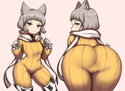Rule 34 | absurdres, animal ears, cat ears, cat girl, dako (dakosito), highres, jumpsuit, nia (xenoblade), simple background, white background, xenoblade chronicles (series), xenoblade chronicles 2