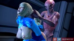 Rule 34 | 1boy, 1girl, 20s, 2k games, 3d, alien, anal, animated, arm grab, arms behind back, artist name, assertive male, bent over, black eyes, blonde hair, blue bodysuit, blue eyes, bodysuit, bouncing breasts, breasts, breasts out, bulgemeister, colored skin, crossover, domination, dutch angle, grabbing, grabbing another&#039;s hair, hetero, highres, interior, interspecies, large breasts, logo, long hair, looking at another, looping animation, metroid, moaning, mole, mole under mouth, nintendo, patreon logo, pink skin, ponytail, samus aran, sectoid, sex, sex from behind, skin tight, solid circle eyes, solo focus, source filmmaker (medium), spacecraft, spacecraft interior, standing, standing sex, swept bangs, teeth, torn clothes, twitter logo, uncensored, video, x-com, xcom 2