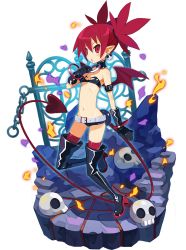 Rule 34 | 1girl, alpha transparency, bat wings, demon girl, demon tail, demon wings, disgaea, earrings, elbow gloves, etna (disgaea), faux figurine, flat chest, full body, gloves, harada takehito, jewelry, makai wars, mini wings, official art, pointy ears, red hair, skull earrings, solo, tail, transparent background, wings
