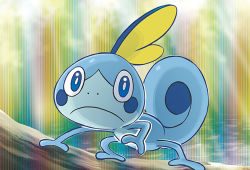 Rule 34 | ariga hitoshi, blue eyes, closed mouth, creature, creatures (company), frown, full body, game freak, gen 8 pokemon, legs apart, nintendo, no humans, official art, pokemon, pokemon (creature), pokemon tcg, sobble, solo, standing, third-party source