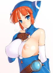 Rule 34 | 1girl, animal hood, bad id, bad pixiv id, breast slip, breasts, breath of fire, breath of fire v, cat hood, hood, huge breasts, lin, lin (breath of fire), nagase haruhito, nipples, one breast out, solo