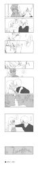 Rule 34 | ^ ^, absurdres, closed eyes, comic, embarrassed, eyelashes, closed eyes, frown, greyscale, hair over one eye, highres, kiss, long hair, long image, monochrome, one eye covered, satoo, satou jun, short hair, surprised, tall image, todoroki yachiyo, translation request, working!!
