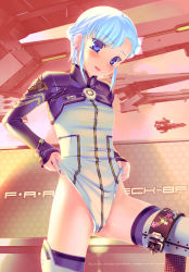 Rule 34 | 10s, 1girl, :p, aircraft, aqua hair, armor, bad id, bad pixiv id, blue eyes, blush, bodysuit, bracelet, braid, colored eyelashes, cowboy shot, cropped jacket, earrings, emblem, face, fin e ld si laffinty, flat chest, floral print, flower, french braid, groin, hair flower, hair ornament, head tilt, hexagon, hicage hisoca, highleg, highleg leotard, highleg panties, highres, jewelry, latin text, legs apart, leotard, long sleeves, looking at viewer, panties, pilot suit, pulling own clothes, revision, rinne no lagrange, short hair, sidelocks, sky, sleeves past wrists, solo, thigh strap, thighhighs, tongue, tongue out, turtleneck, underwear, white panties, white thighhighs